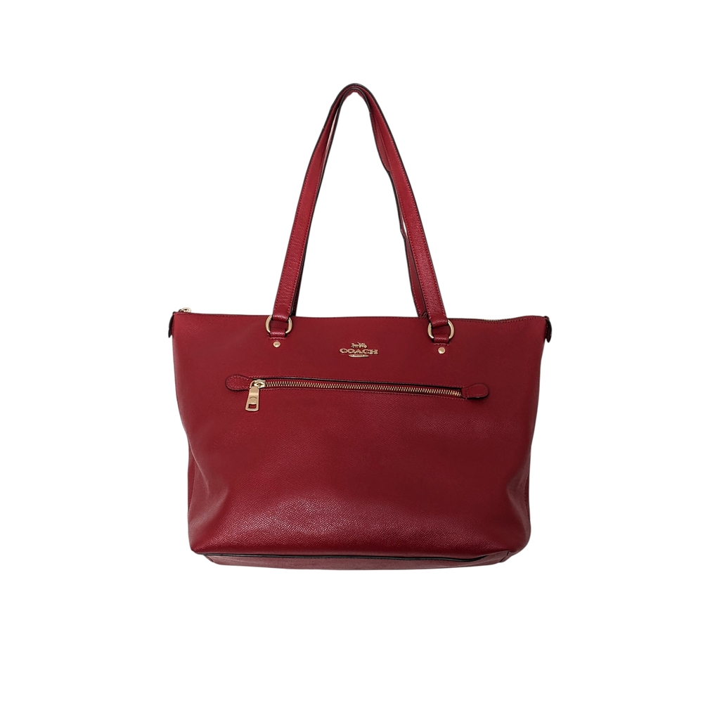 Coach Red Leather Tote Spacious Design